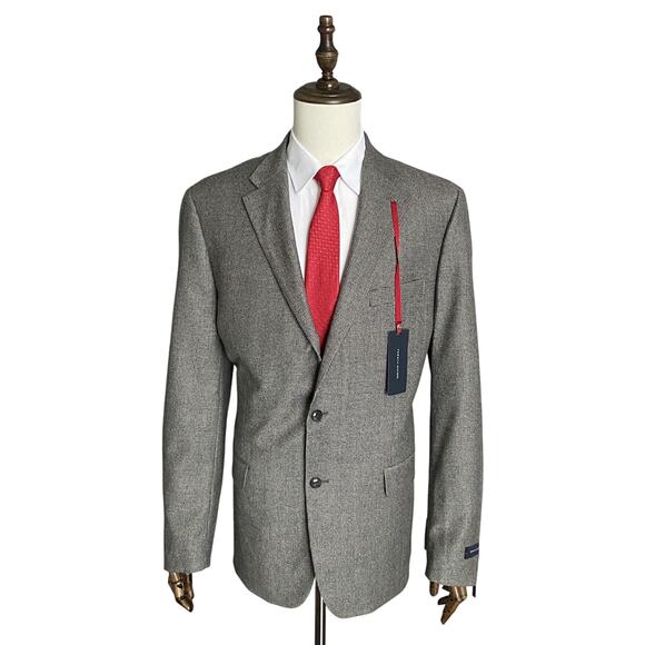 Tommy Hilfiger Men's 46L Sport Coat 100% Wool Black & White Check NEW - Picture 1 of 8